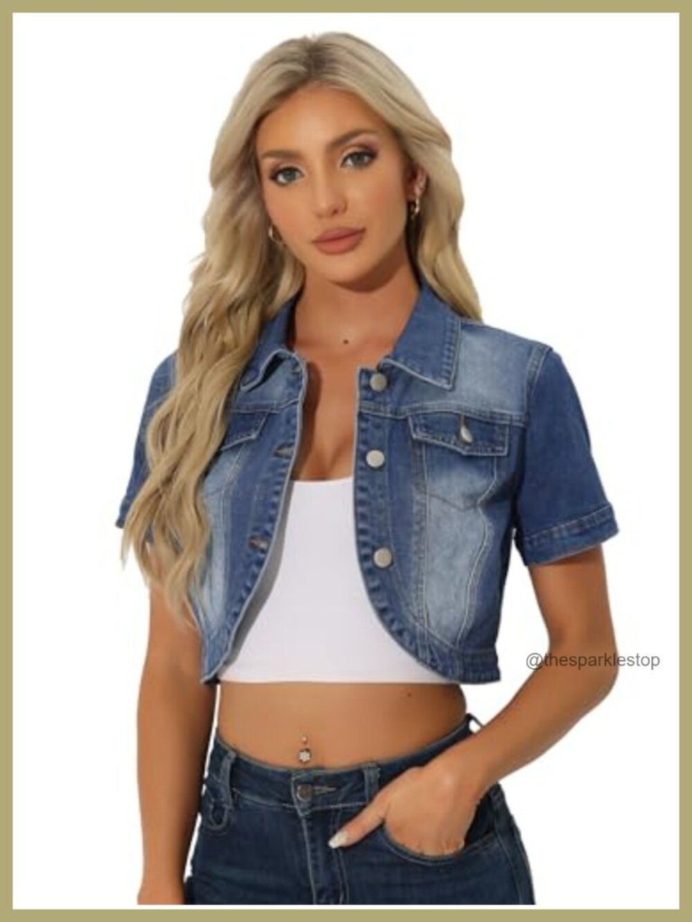 Crop Denim Jacket Short Sleeve Casual